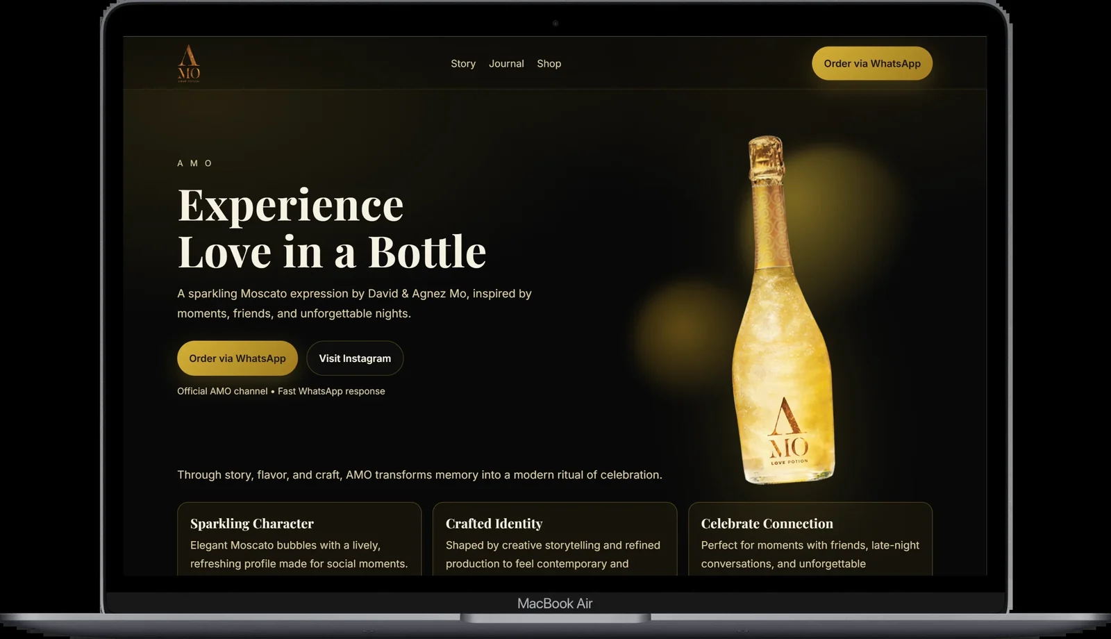 AMO Love Potion single-product wine website