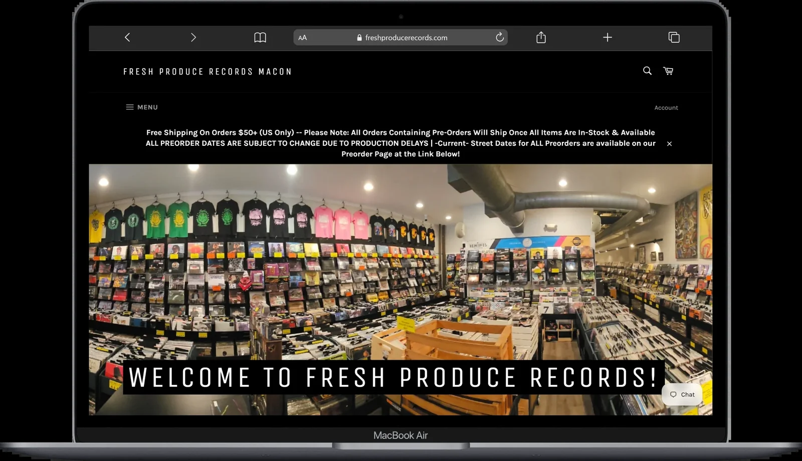 Fresh Produce Records Shopify store for an independent record label