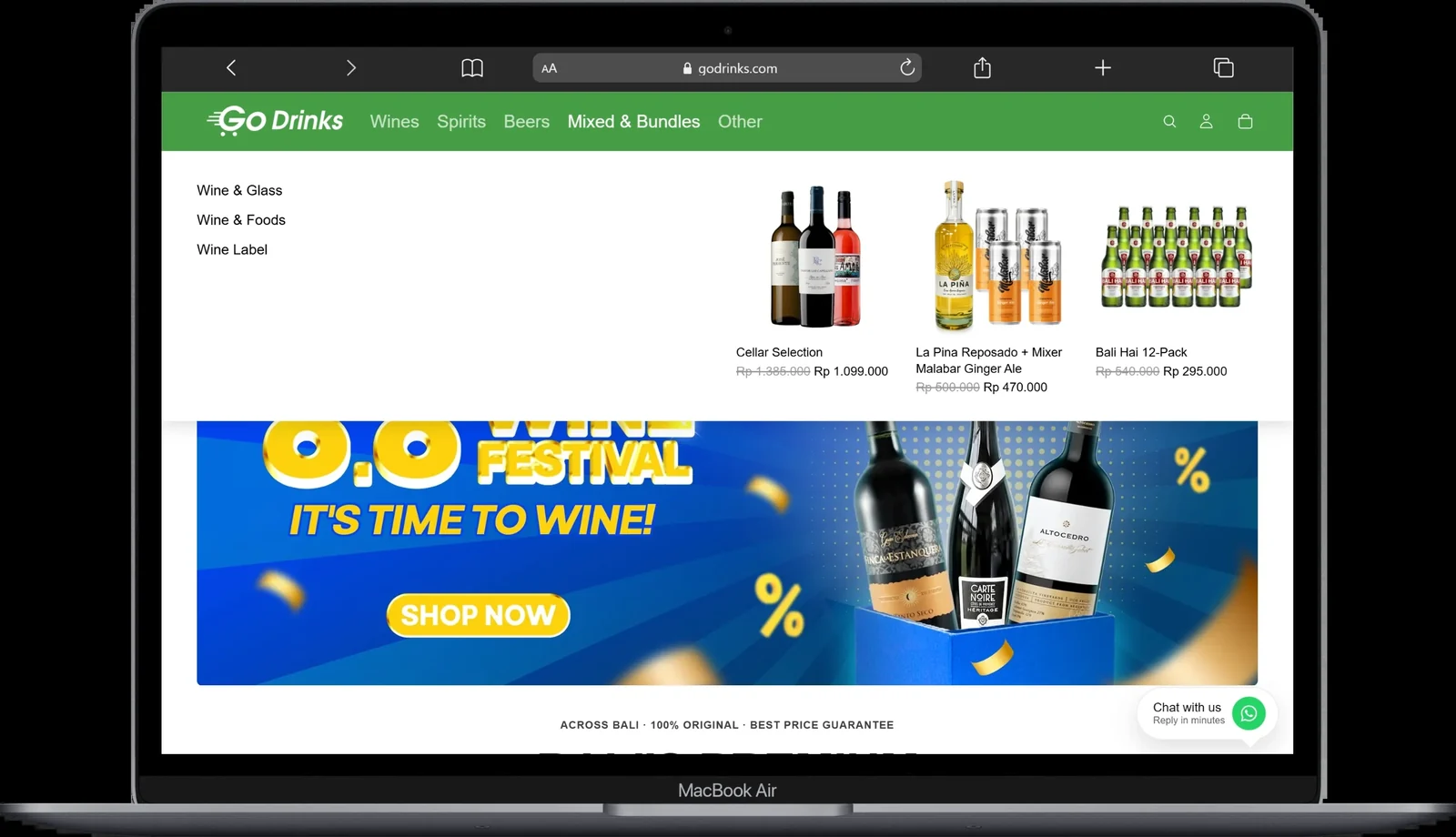 Go Drinks alcohol e-commerce store on Shopify