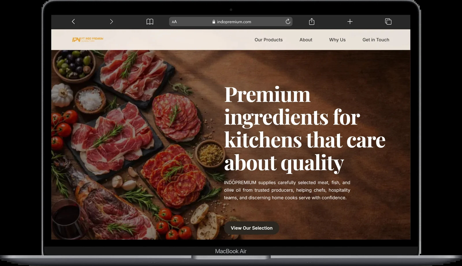 Indo Premium Nusantara portfolio website for a premium beef and fish supplier