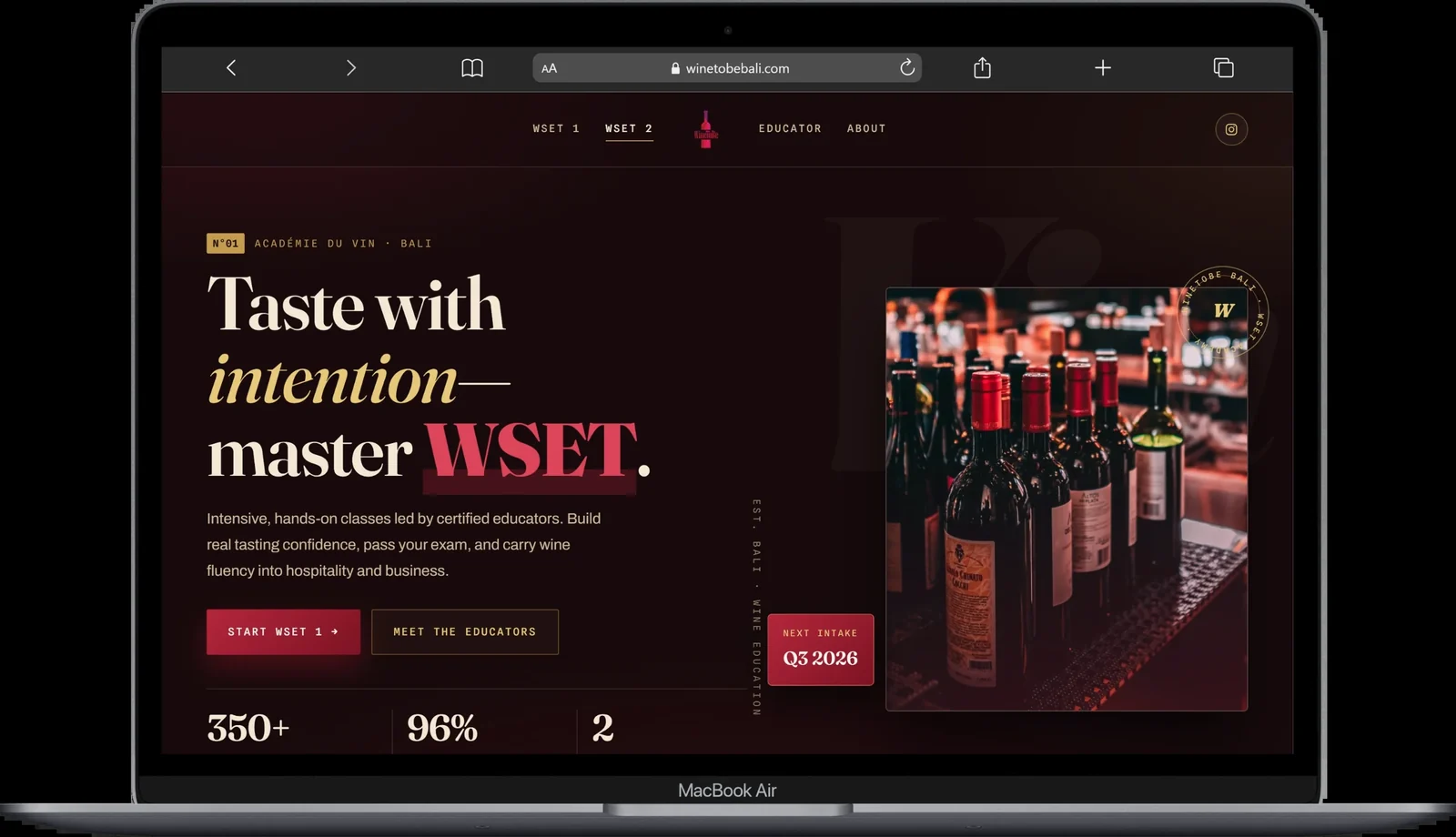 Winetobe Bali wine education class programme website