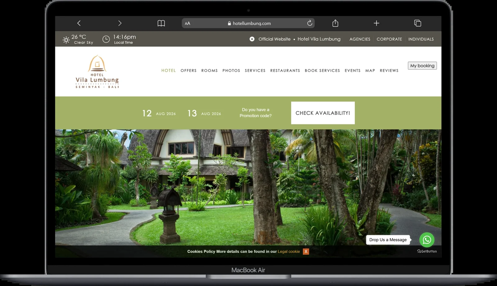Hotel Vila Lumbung booking and overview website in Petitenget, Bali