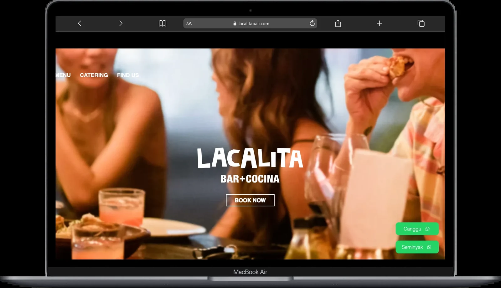 Lacalita Bali restaurant landing and reservation website