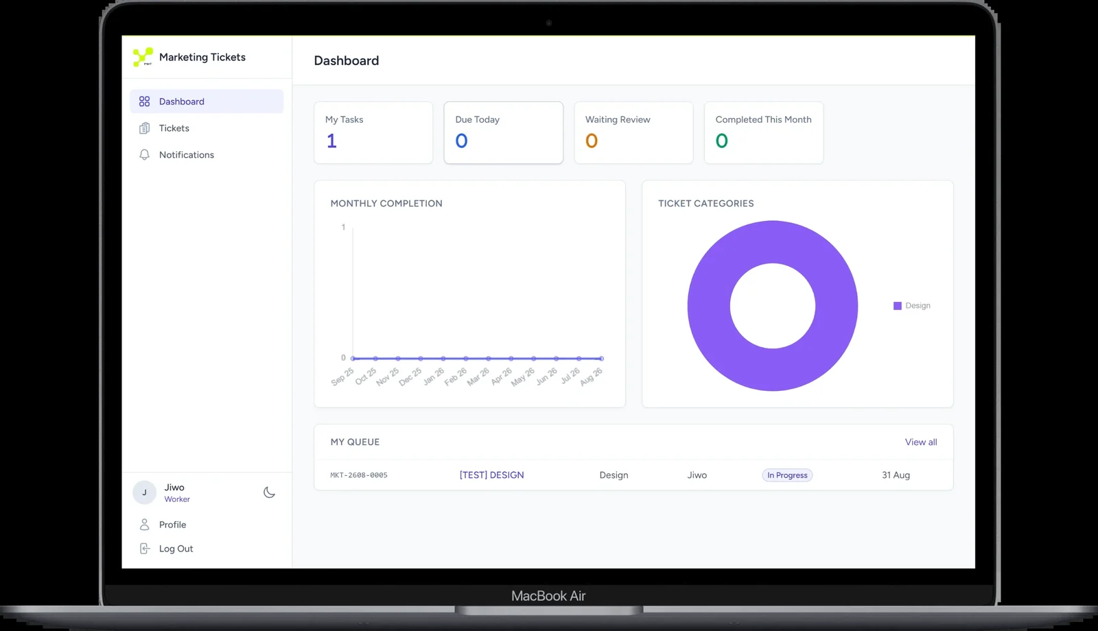 GoDrinks internal design ticketing platform built with Laravel
