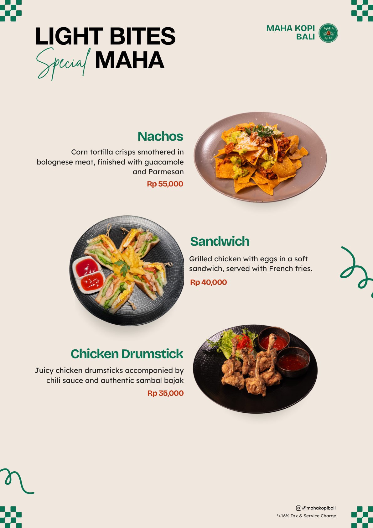 Maha Kopi Bali menu page 4 — Light Bites