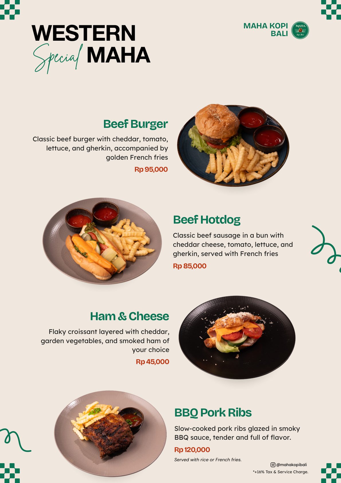 Maha Kopi Bali menu page 5 — Western