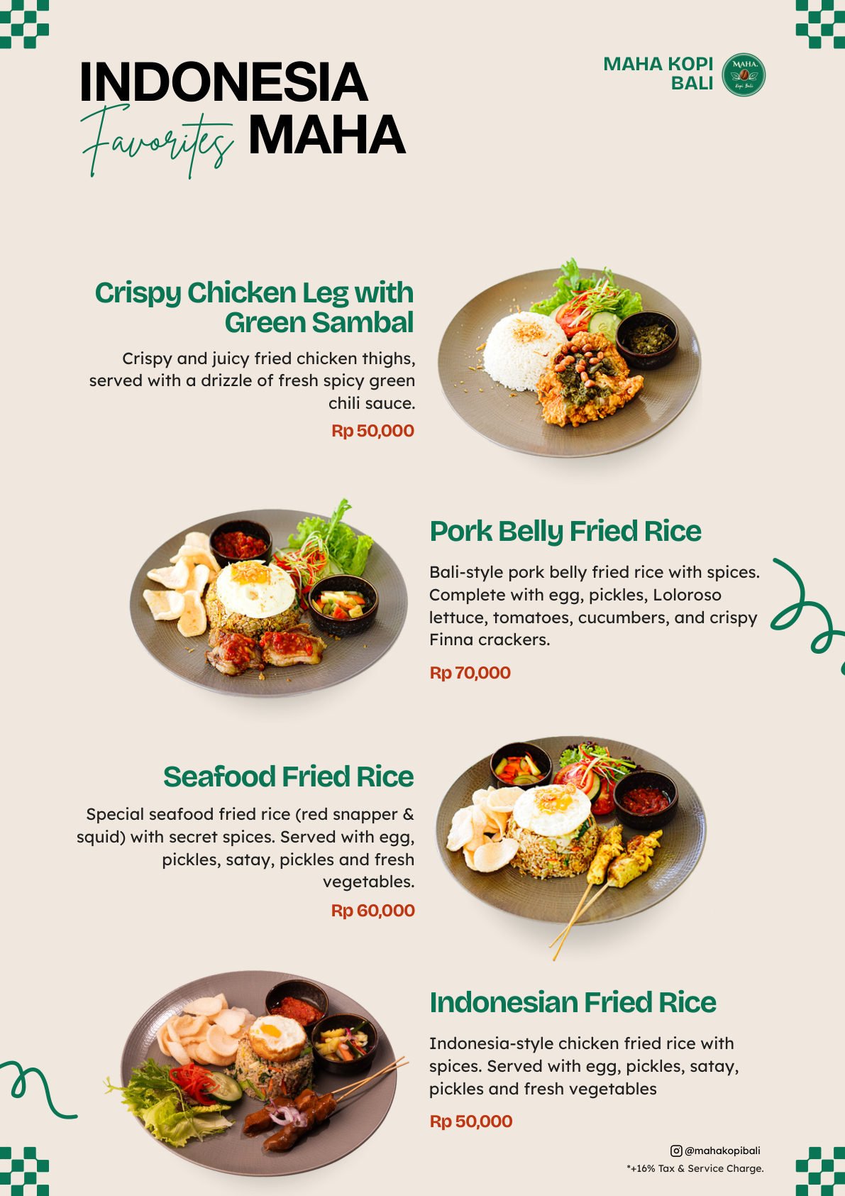 Maha Kopi Bali menu page 9 — Indonesian Favorites
