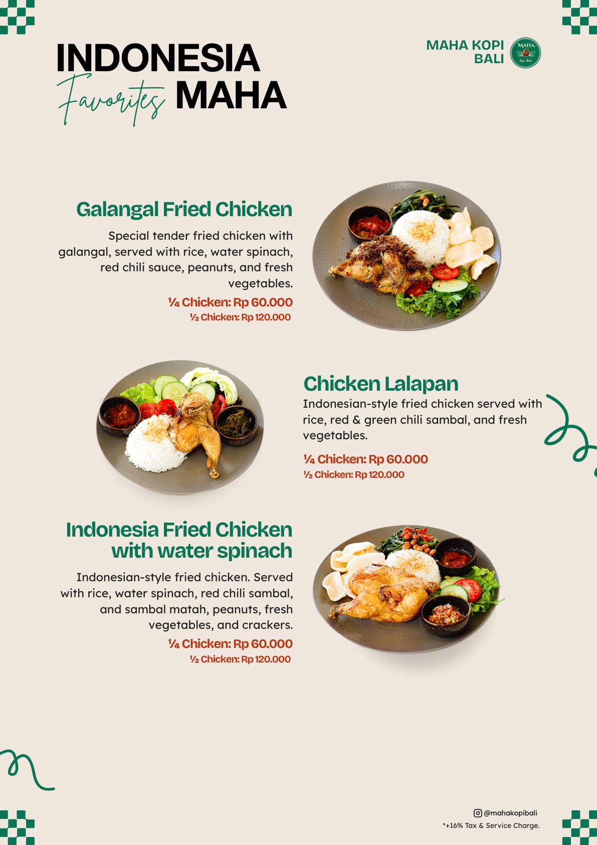 Maha Kopi Bali menu page 13 — Indonesian Favorites